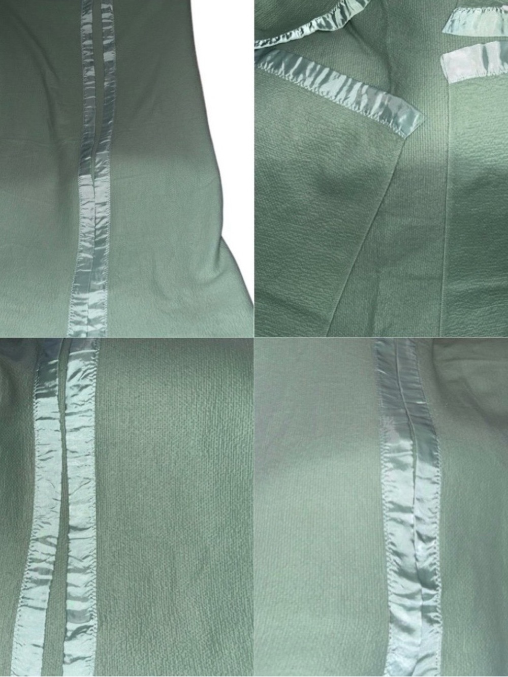 Soft Sage Green/ Mint Green Waffle Blanket with Satin Edging - Picture 10 of 12
